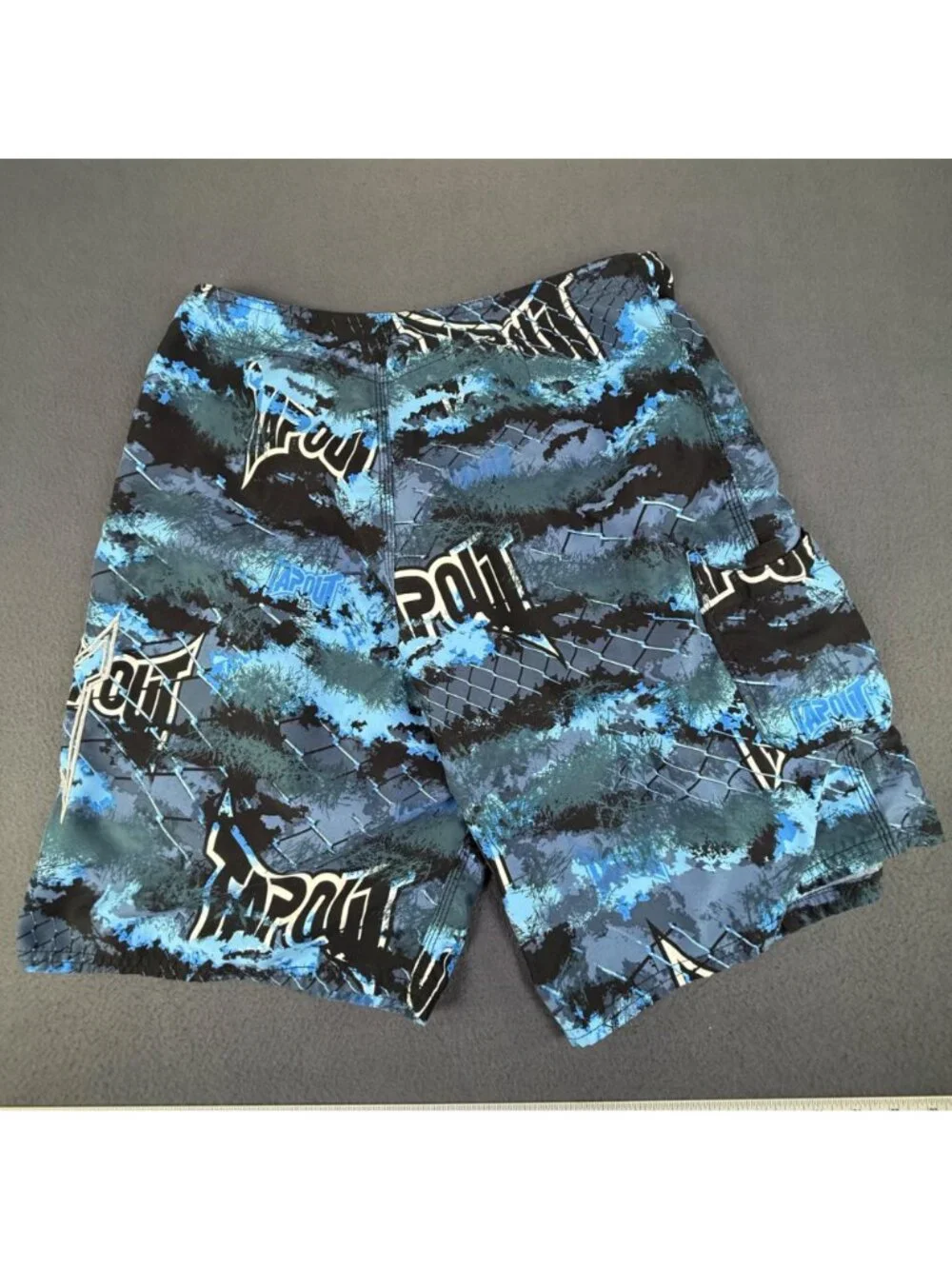 Tapout Men's MMA Fight Shorts Camo Blue Black Gray White  Size 34